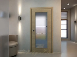 White door in the bathroom interior