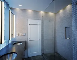 White Door In The Bathroom Interior