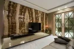 Brown Marble In The Living Room Interior