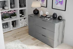 Gray Chest Of Drawers In The Bedroom Interior