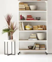 White Bookcase In The Living Room Interior
