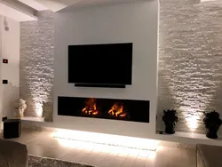 3D fireplace in the living room interior