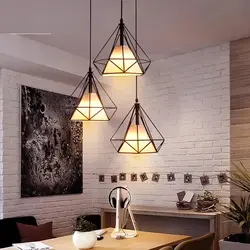 Loft chandelier in the kitchen interior