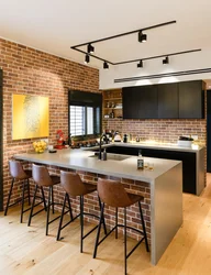 Loft chandelier in the kitchen interior