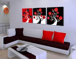 Triptych paintings for kitchen interior