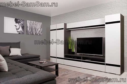 Living Room Interior With Dark Cabinets