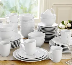 White Dishes In The Kitchen Interior