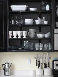 White dishes in the kitchen interior