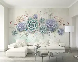 Photo wallpaper flowers in the living room interior