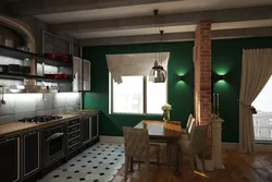 Green Loft Kitchen In The Interior