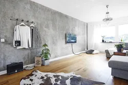 Concrete Wallpaper In The Living Room Interior