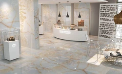 Onyx porcelain tiles in the kitchen interior