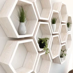 Honeycomb shelves in the kitchen interior