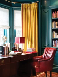 Mustard Curtains In The Bedroom Interior