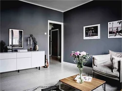 Living room interior white gray black