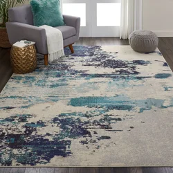 Blue carpet in the living room interior