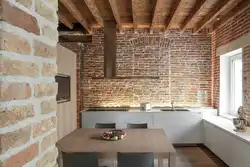 Brick loft in the kitchen interior