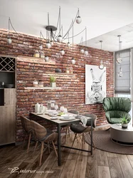 Brick loft in the kitchen interior