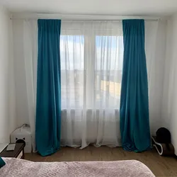 Matting curtains in the bedroom interior