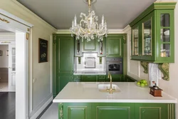 Green Kitchen In Neoclassical Interior