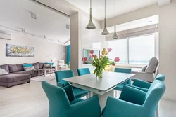 Turquoise chairs for the kitchen in the interior