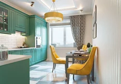 Turquoise chairs for the kitchen in the interior