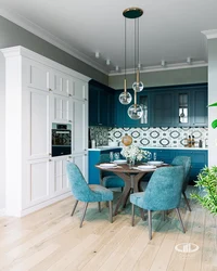 Turquoise chairs for the kitchen in the interior