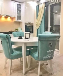 Turquoise chairs for the kitchen in the interior