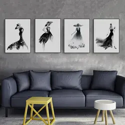Black and white painting for living room interior