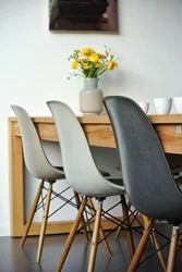 Gray chairs for the kitchen in the interior