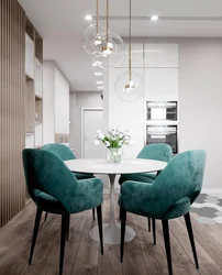 Gray chairs for the kitchen in the interior