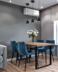 Gray chairs for the kitchen in the interior