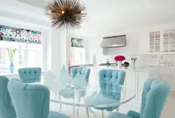 Blue chairs for the kitchen in the interior