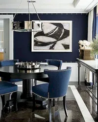 Blue chairs for the kitchen in the interior