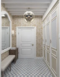 White entrance door in the hallway interior