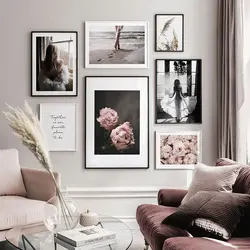 Paintings in frames for living room interior