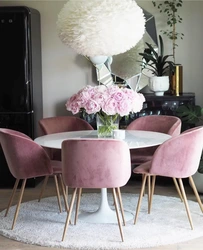 Pink chairs for the kitchen in the interior