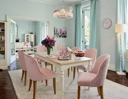Pink chairs for the kitchen in the interior