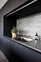 Concrete tiles in the kitchen interior