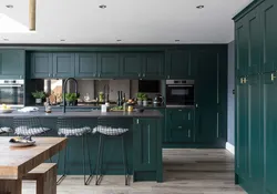 Gray and emerald in the kitchen interior