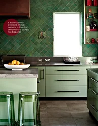 Gray and emerald in the kitchen interior