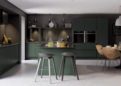 Gray and emerald in the kitchen interior