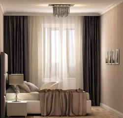 Brown Beige Curtains In The Living Room Interior
