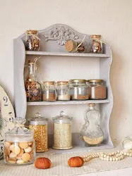 Shelf for spices in the kitchen interior