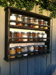Shelf for spices in the kitchen interior
