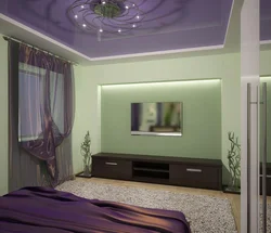 Green And Purple In The Bedroom Interior