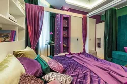 Green And Purple In The Bedroom Interior