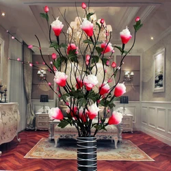 Artificial flowers for the interior in the hallway