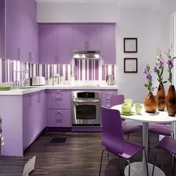 Kitchen interior in purple green color