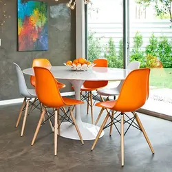 Orange chairs for the kitchen in the interior